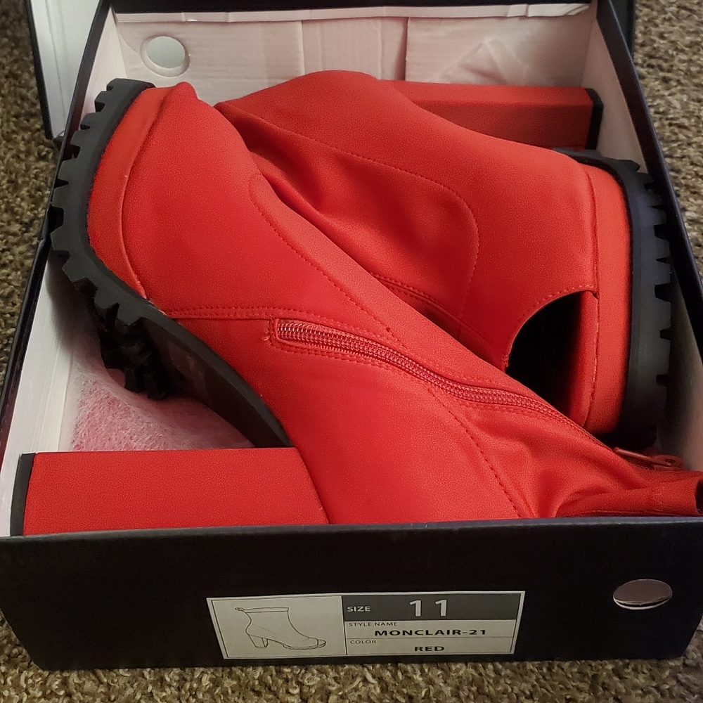 Red ankle boots